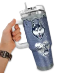 custom uconn huskies heart helmet motif blue curved tumbler best selling.webp