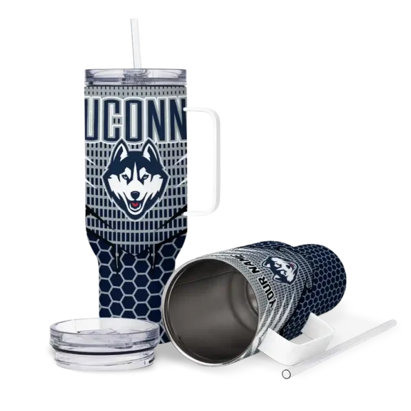 custom uconn huskies hex texture blue curved tumbler high quality.webp