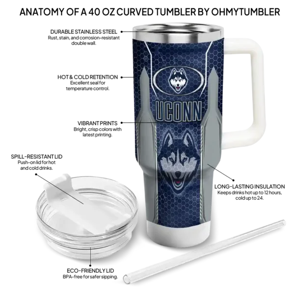 custom uconn huskies hexagon armor blue curved tumbler new arrival.webp