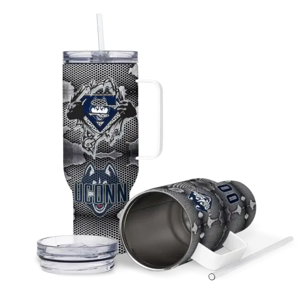 custom uconn huskies superman shield blue gray curved tumbler high quality.webp