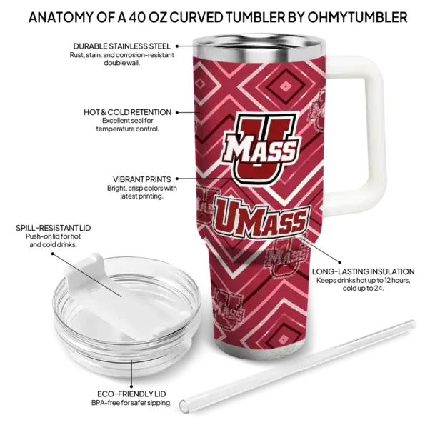 custom umass minutemen bold diamonds red curved tumbler new arrival.webp