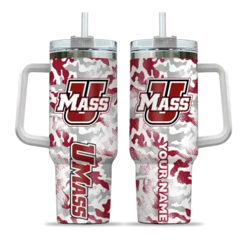 custom umass minutemen camo mashup red white curved tumbler best selling.webp