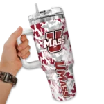 custom umass minutemen camo mashup red white curved tumbler best selling.webp