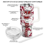 custom umass minutemen camo mashup red white curved tumbler best selling.webp