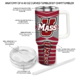 custom umass minutemen chevron layers red curved tumbler best selling.webp