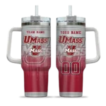 custom umass minutemen gradient dots red curved tumbler best selling.webp
