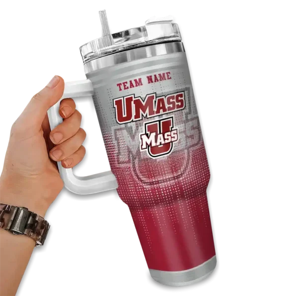 custom umass minutemen gradient dots red curved tumbler fashion forward.webp