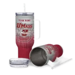custom umass minutemen gradient dots red curved tumbler best selling.webp
