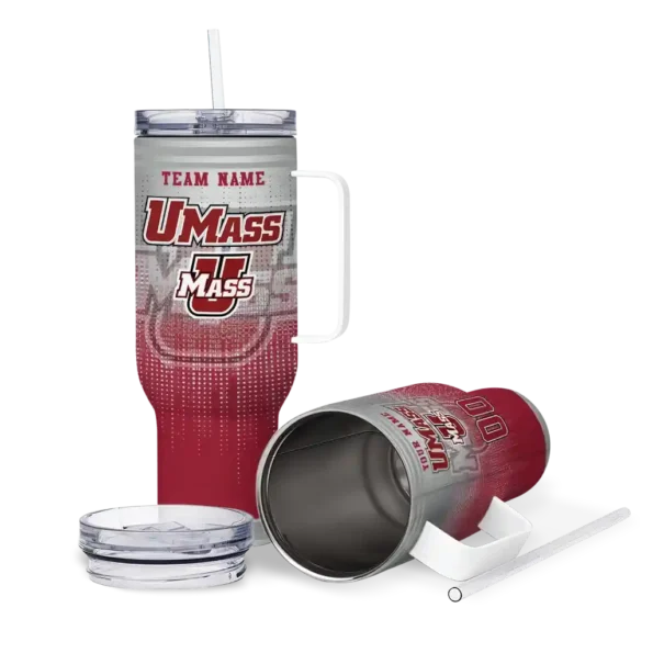 custom umass minutemen gradient dots red curved tumbler high quality.webp