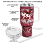 custom umass minutemen honey streaks red curved tumbler best selling.webp
