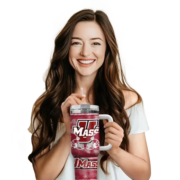 custom umass minutemen honey streaks red curved tumbler premium grade.webp