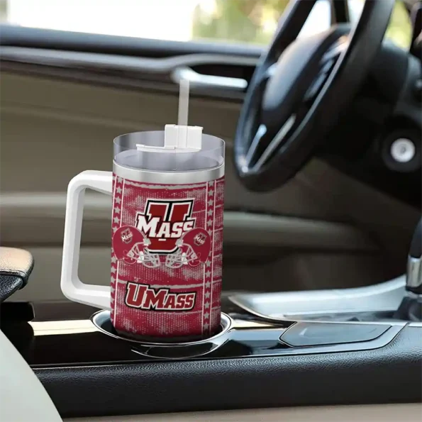 custom umass minutemen honey streaks red curved tumbler trendy.webp