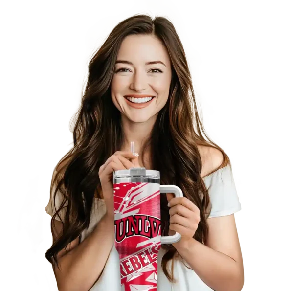 custom unlv rebels abstract paths red curved tumbler premium grade.webp
