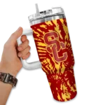 custom usc trojans burst swirl red curved tumbler best selling.webp