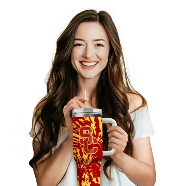 custom usc trojans burst swirl red curved tumbler premium grade.webp