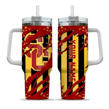 custom usc trojans claw cut red black curved tumbler best selling.webp