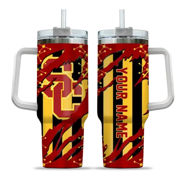 custom usc trojans claw cut red black curved tumbler best selling.webp