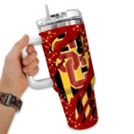 custom usc trojans claw cut red black curved tumbler best selling.webp