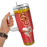 custom usc trojans heart helmet motif red curved tumbler best selling.webp