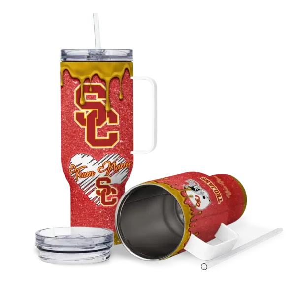 custom usc trojans heart helmet motif red curved tumbler high quality.webp