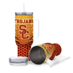 custom usc trojans hex texture red curved tumbler best selling.webp