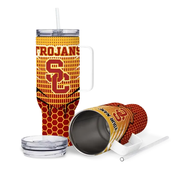 custom usc trojans hex texture red curved tumbler high quality.webp