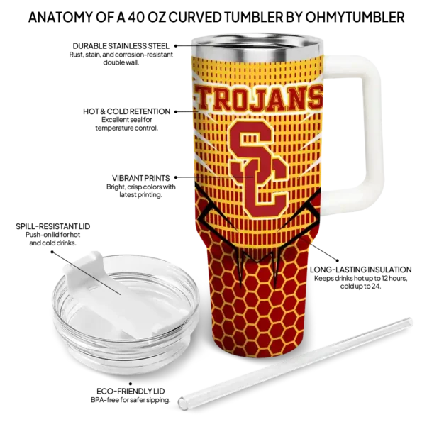 custom usc trojans hex texture red curved tumbler new arrival.webp