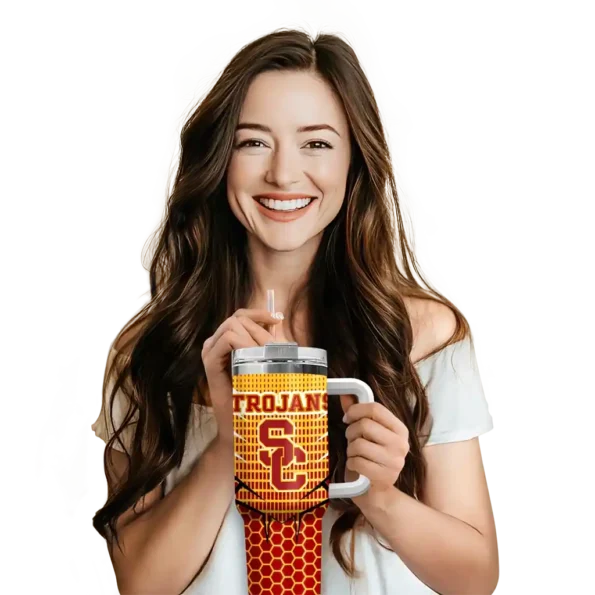 custom usc trojans hex texture red curved tumbler premium grade.webp