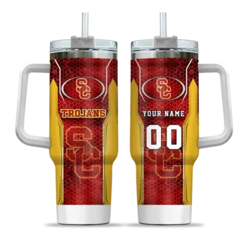 custom usc trojans hexagon armor red curved tumbler best selling.webp