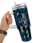 custom utah state aggies claw cut navy black curved tumbler best selling.webp