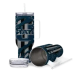 custom utah state aggies claw cut navy black curved tumbler best selling.webp