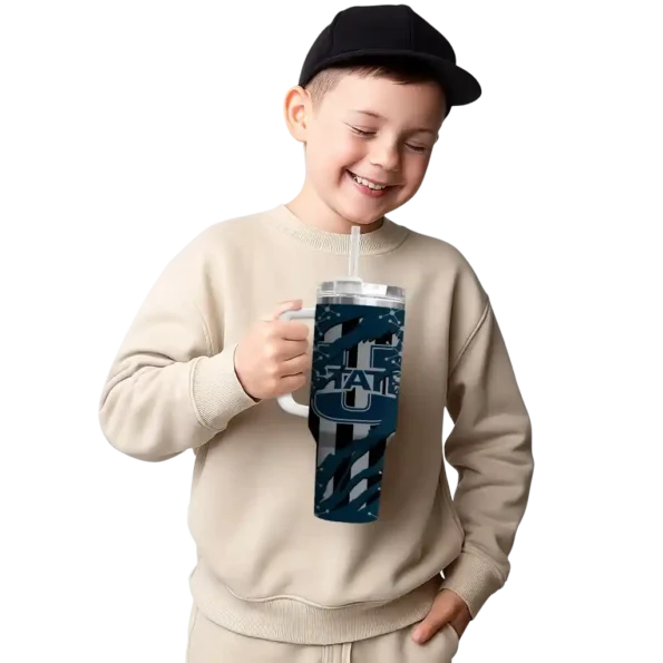 custom utah state aggies claw cut navy black curved tumbler latest model.webp