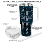 custom utah state aggies claw cut navy black curved tumbler best selling.webp