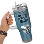 custom utah state aggies heart helmet motif navy curved tumbler best selling.webp