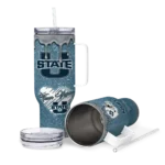 custom utah state aggies heart helmet motif navy curved tumbler best selling.webp