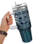 custom utah state aggies hex texture navy curved tumbler best selling.webp
