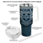 custom utah state aggies hex texture navy curved tumbler best selling.webp