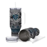 custom utah state aggies superman shield navy gray curved tumbler best selling.webp