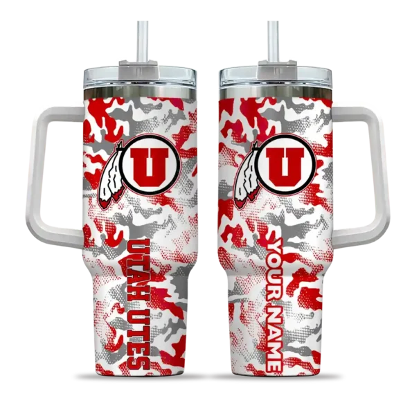 custom utah utes camo mashup red white curved tumbler best selling.webp