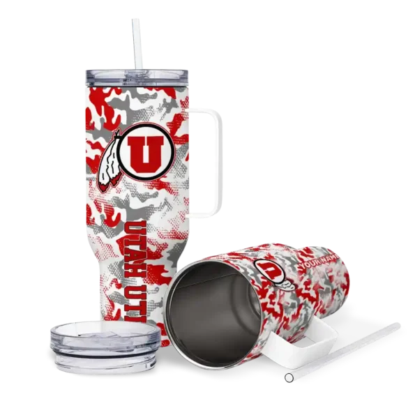 custom utah utes camo mashup red white curved tumbler high quality.webp