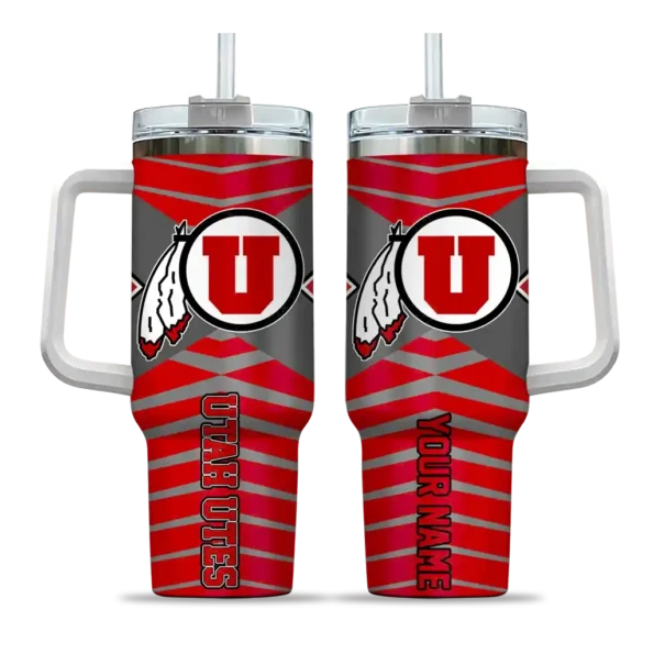 custom utah utes chevron layers red curved tumbler best selling.webp