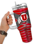 custom utah utes chevron layers red curved tumbler best selling.webp