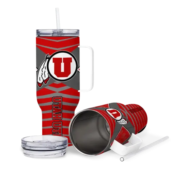 custom utah utes chevron layers red curved tumbler high quality.webp