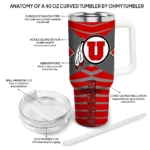 custom utah utes chevron layers red curved tumbler best selling.webp