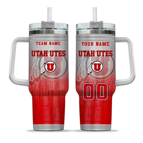 custom utah utes gradient dots red curved tumbler best selling.webp