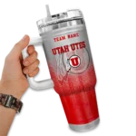 custom utah utes gradient dots red curved tumbler best selling.webp