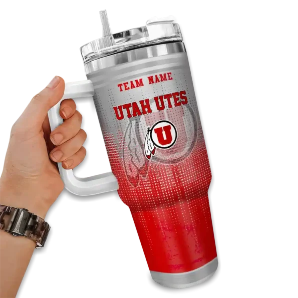 custom utah utes gradient dots red curved tumbler fashion forward.webp