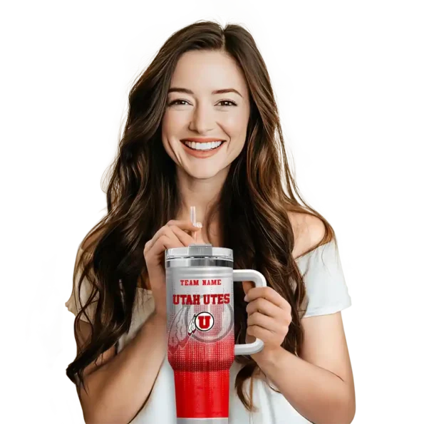 custom utah utes gradient dots red curved tumbler premium grade.webp