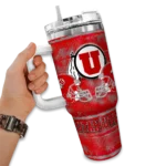 custom utah utes honey streaks red curved tumbler best selling.webp