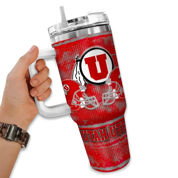 custom utah utes honey streaks red curved tumbler fashion forward.webp